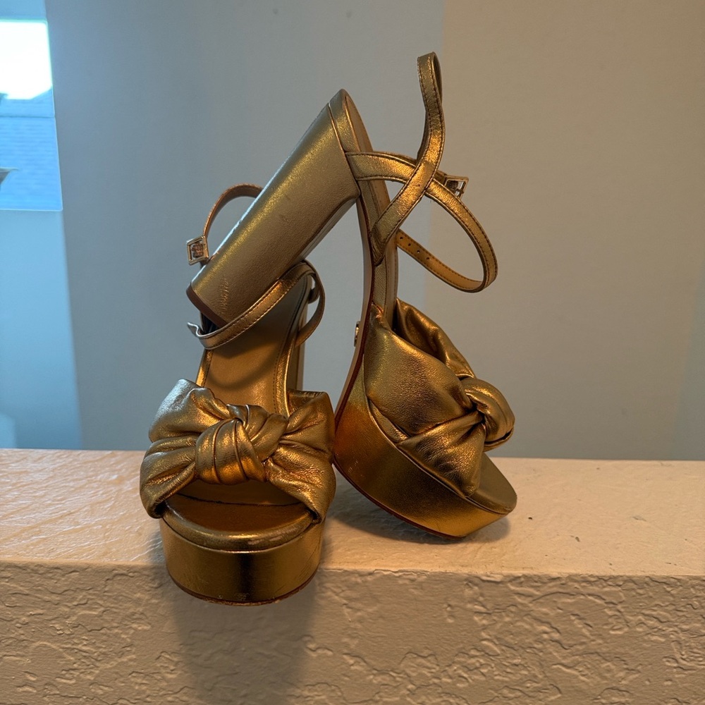 Michael Kors gold platforms shoes